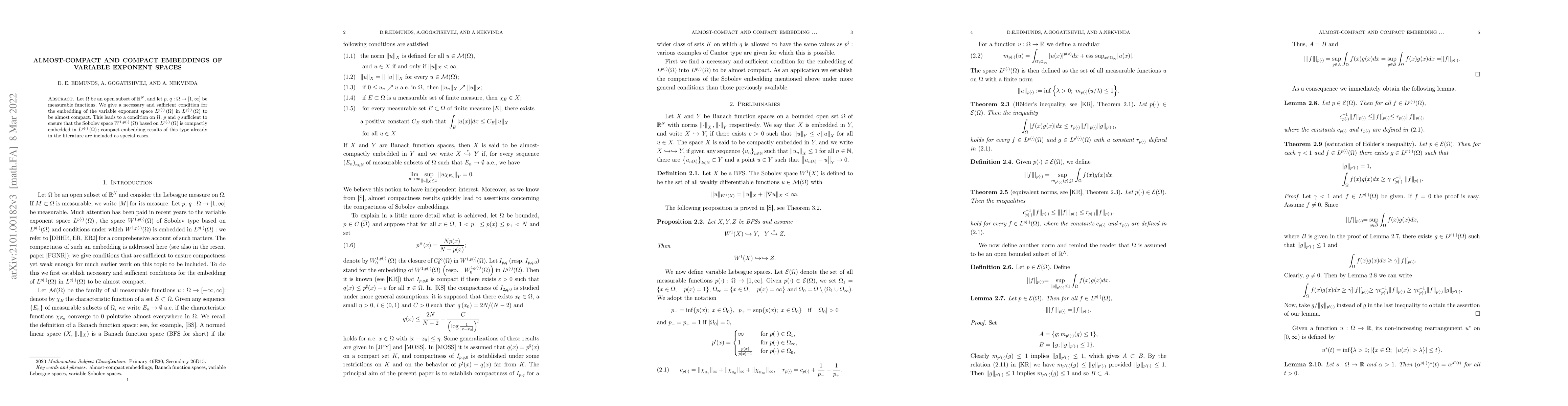 Thumbnail for Almost-compact and compact embeddings of variable exponent spaces