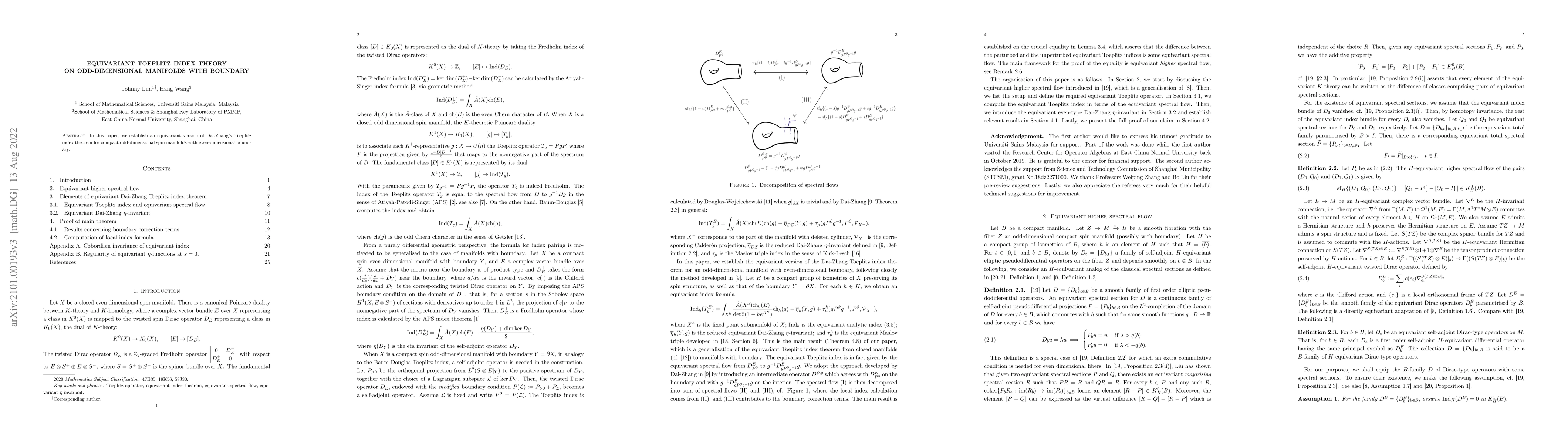 Thumbnail for Equivariant Toeplitz index theory on odd-dimensional manifolds with
  boundary