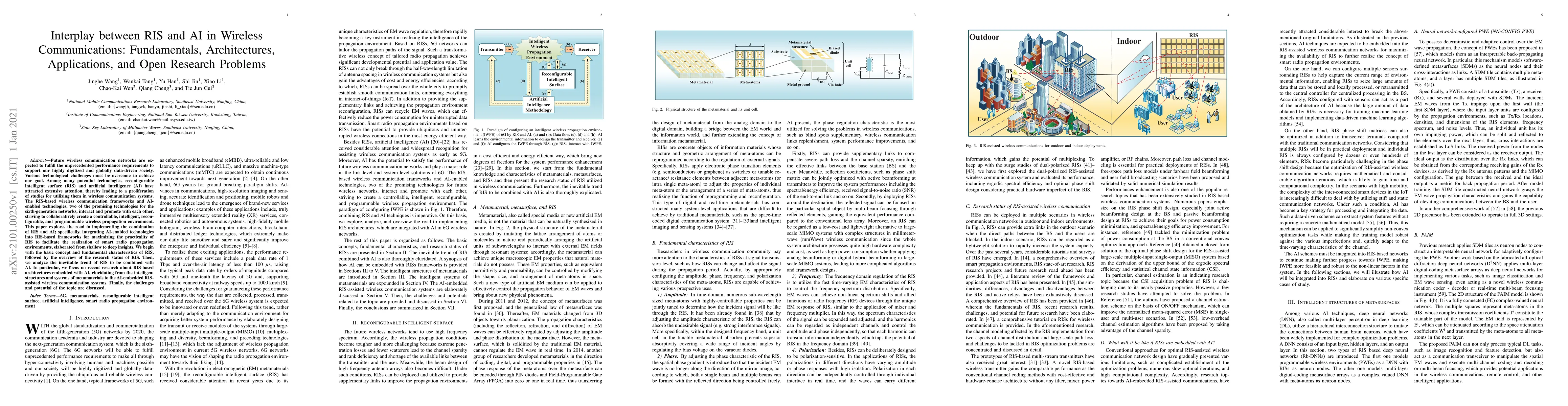Thumbnail for Interplay between RIS and AI in Wireless Communications: Fundamentals,
  Architectures, Applications, and Open Research Problems