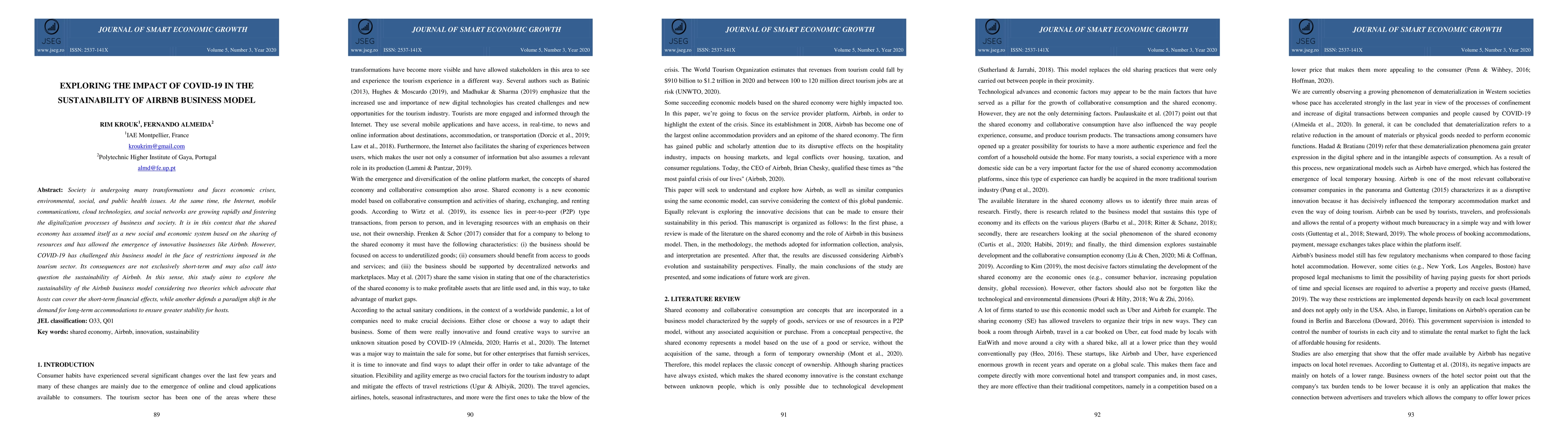 Thumbnail for Exploring the Impact of COVID-19 in the Sustainability of Airbnb
  Business Model
