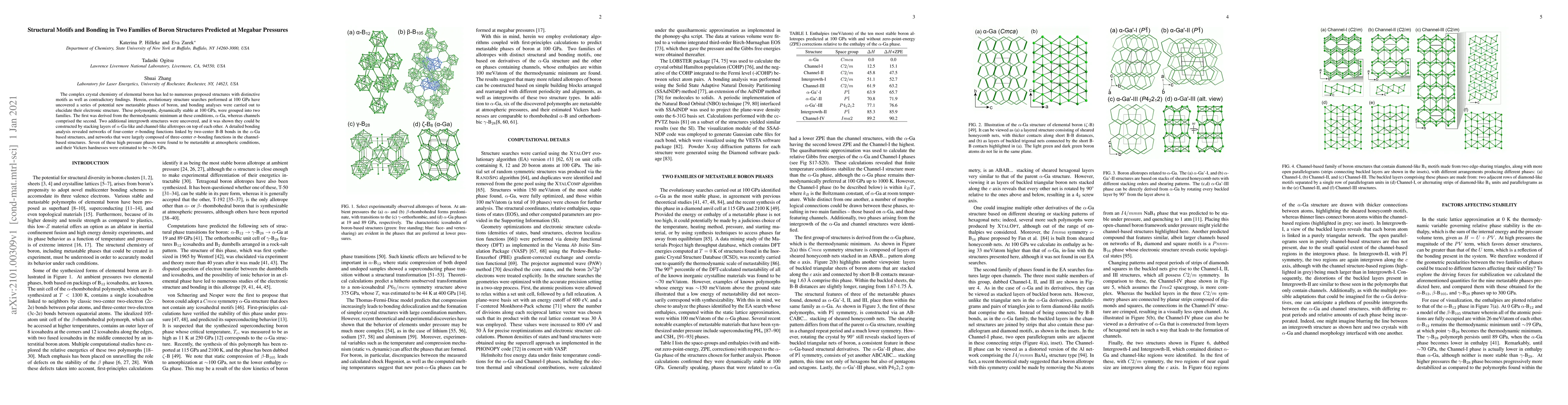 Thumbnail for Structural Motifs and Bonding in Two Families of Boron Structures
  Predicted at Megabar Pressures