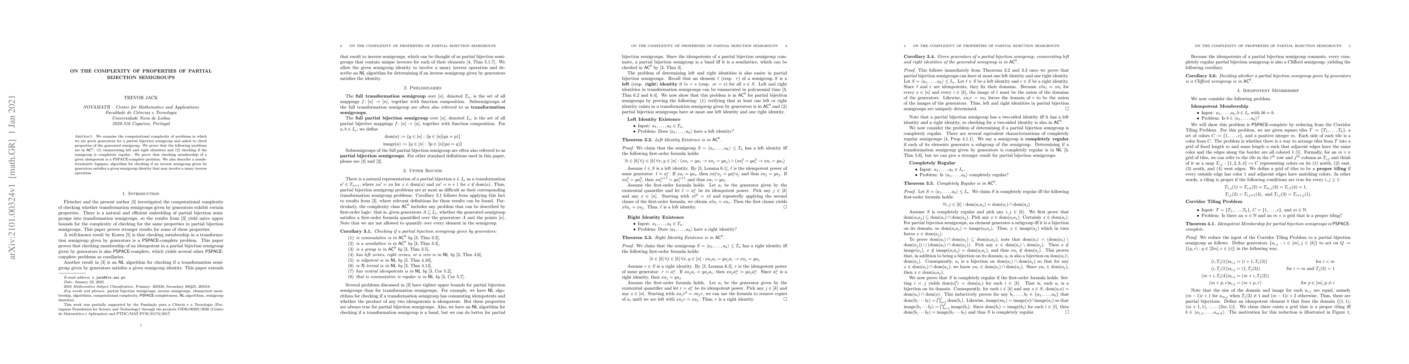 Thumbnail for On the Complexity of Properties of Partial Bijection Semigroups