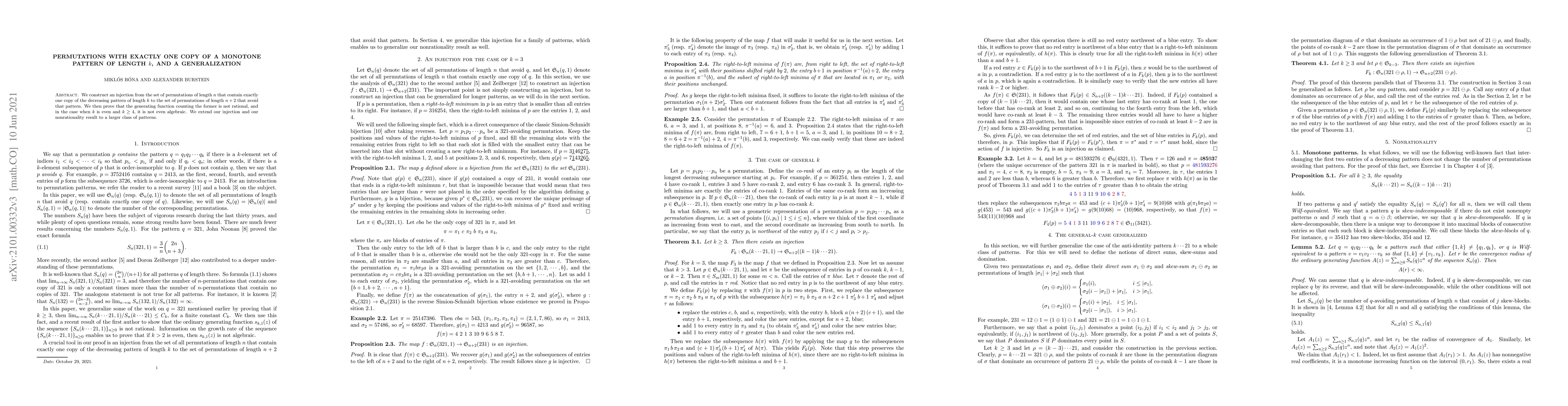 Thumbnail for Permutations with exactly one copy of a decreasing pattern of length k