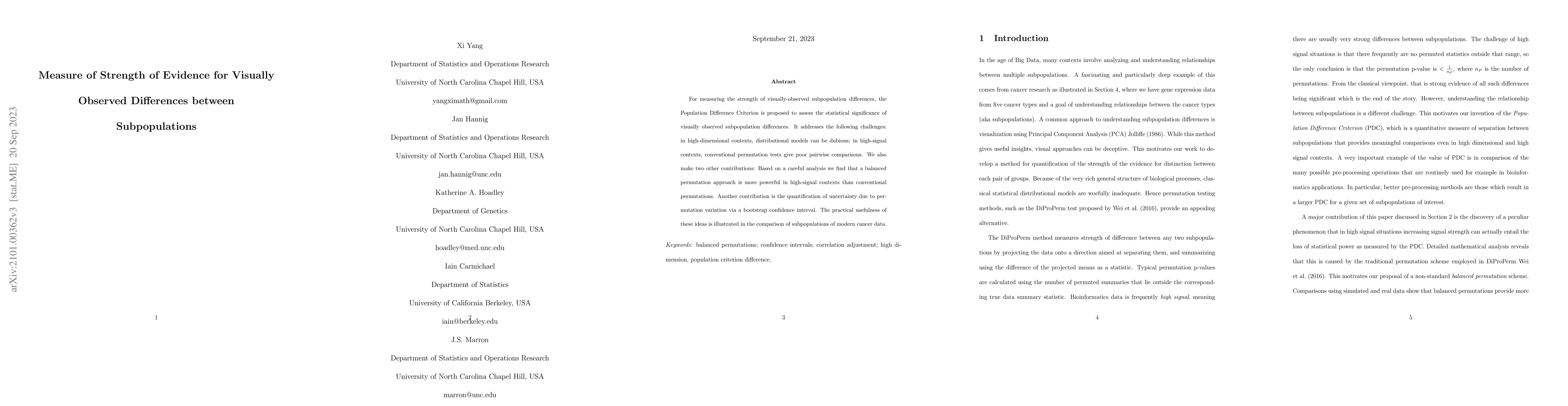 Thumbnail for Measure of Strength of Evidence for Visually Observed Differences
  between Subpopulations