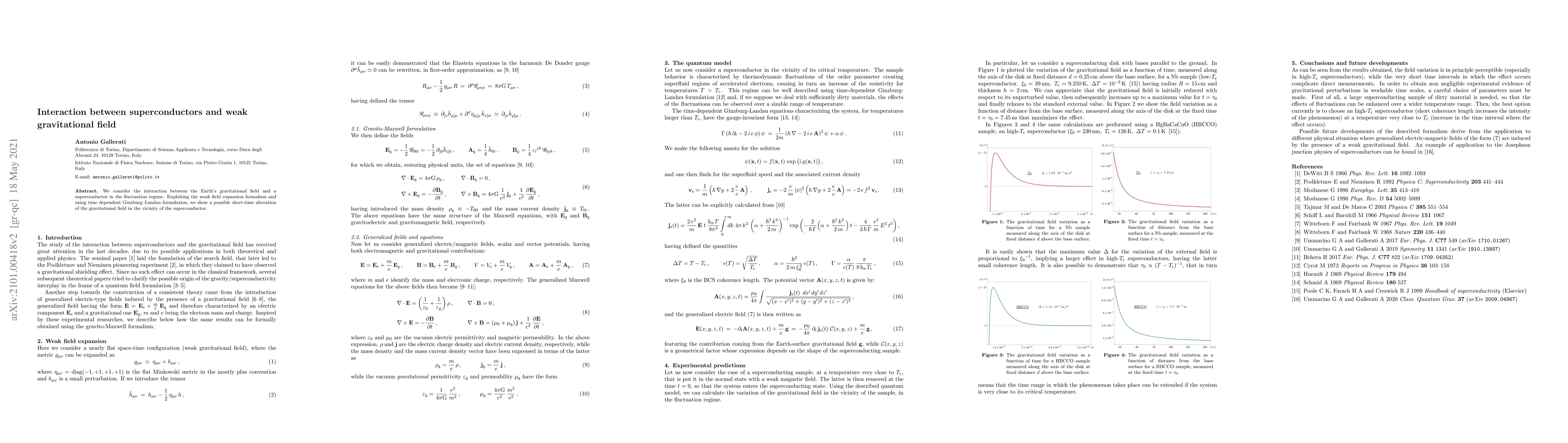 Thumbnail for Interaction between superconductors and weak gravitational field