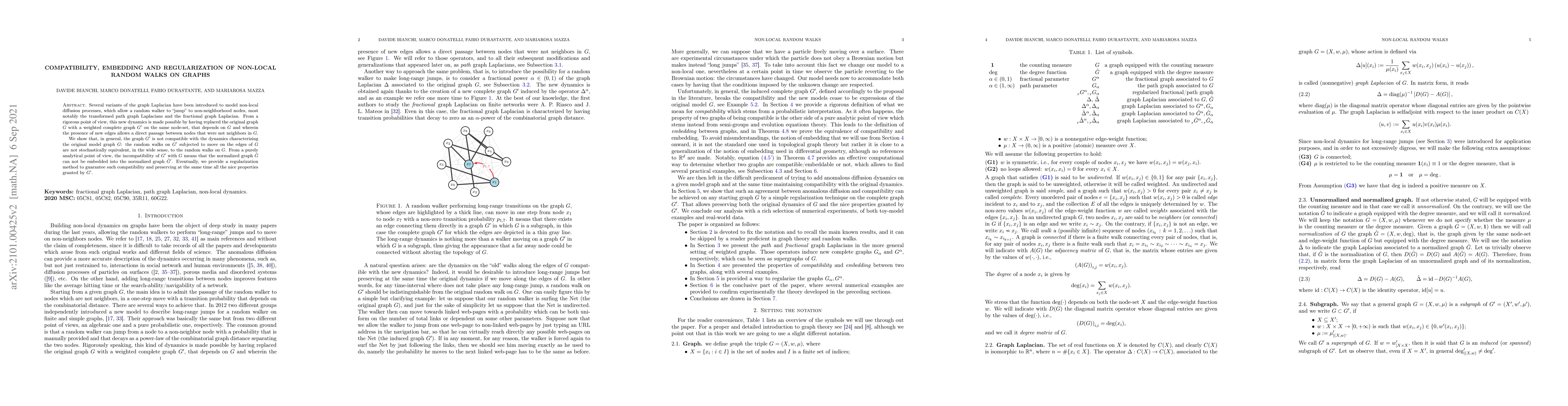 Thumbnail for Compatibility, embedding and regularization of non-local random walks on
  graphs
