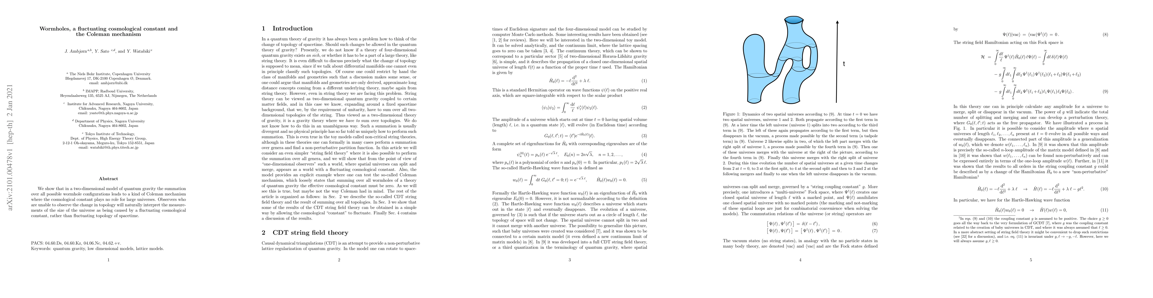 Thumbnail for Wormholes, a fluctuating cosmological constant and the Coleman mechanism