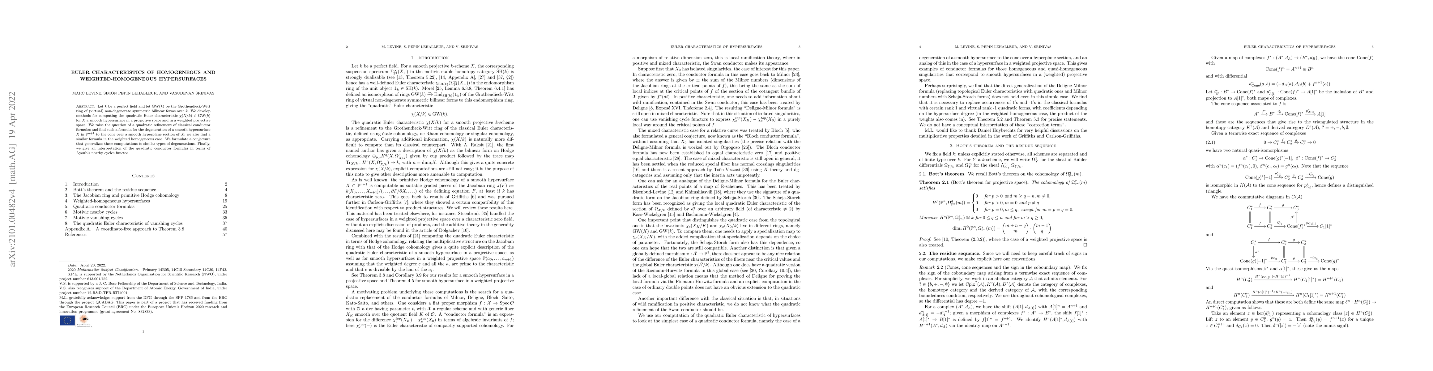 Thumbnail for Euler characteristics of homogeneous and weighted-homogeneous
  hypersurfaces