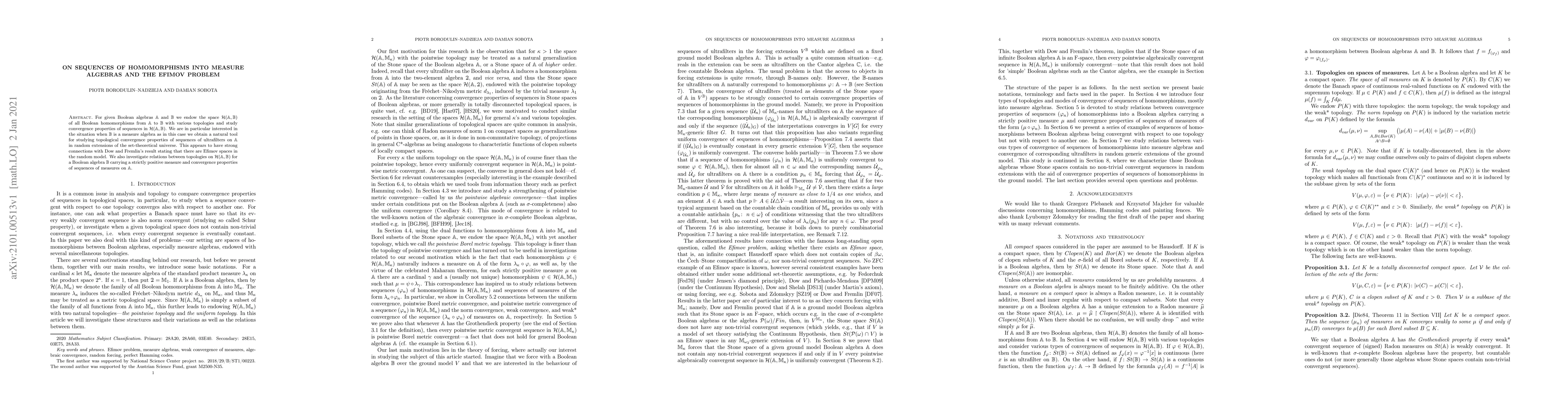Thumbnail for On sequences of homomorphisms into measure algebras and the Efimov
  Problem