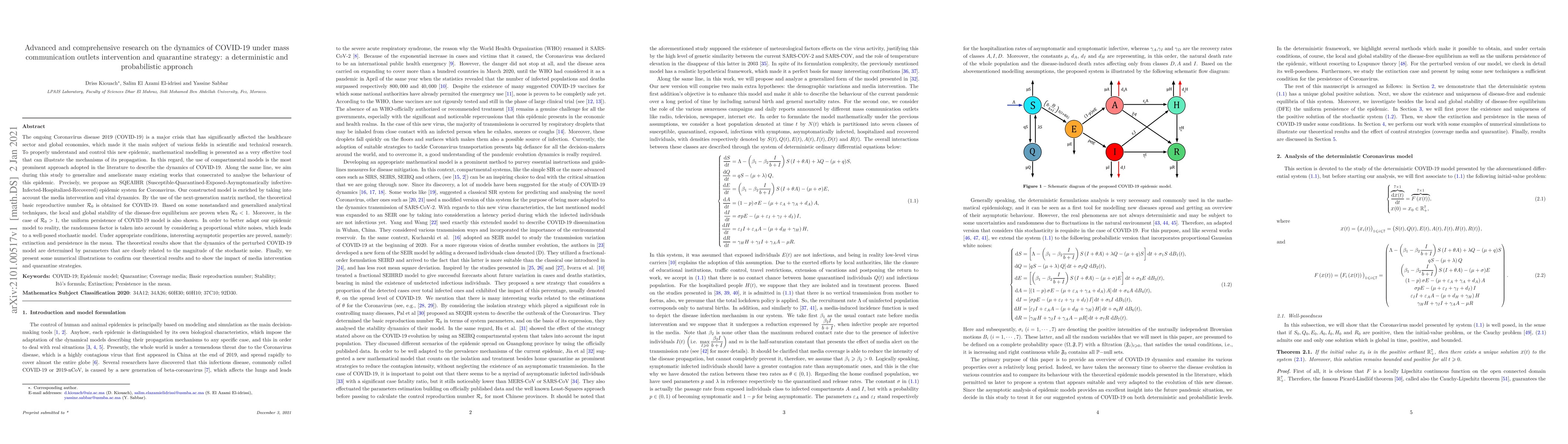 Thumbnail for Advanced and comprehensive research on the dynamics of COVID-19 under
  mass communication outlets intervention and quarantine strategy: a
  deterministic and probabilistic approach