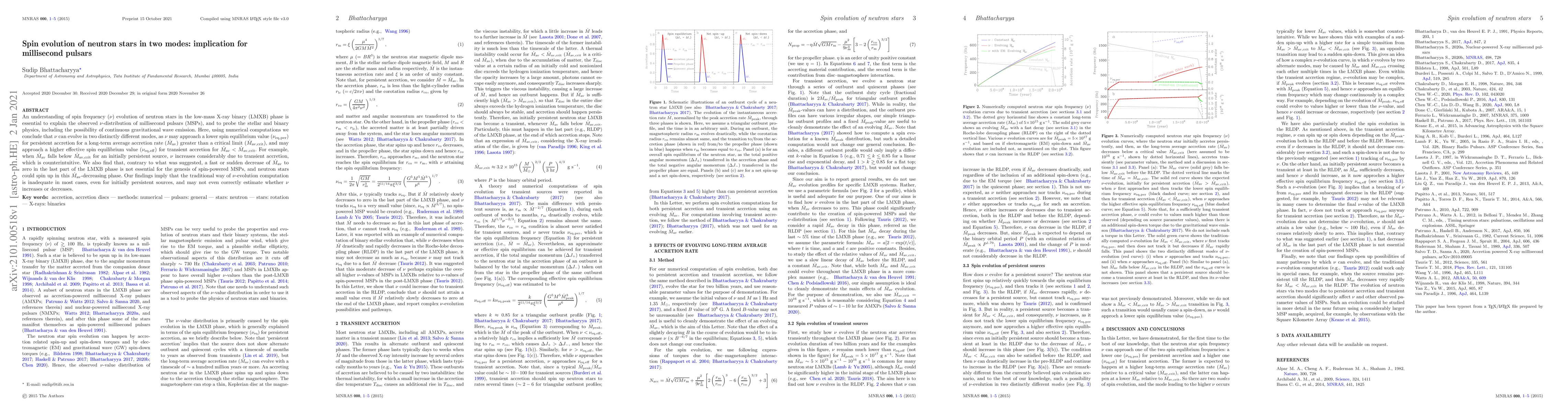 Thumbnail for Spin evolution of neutron stars in two modes: implication for
  millisecond pulsars