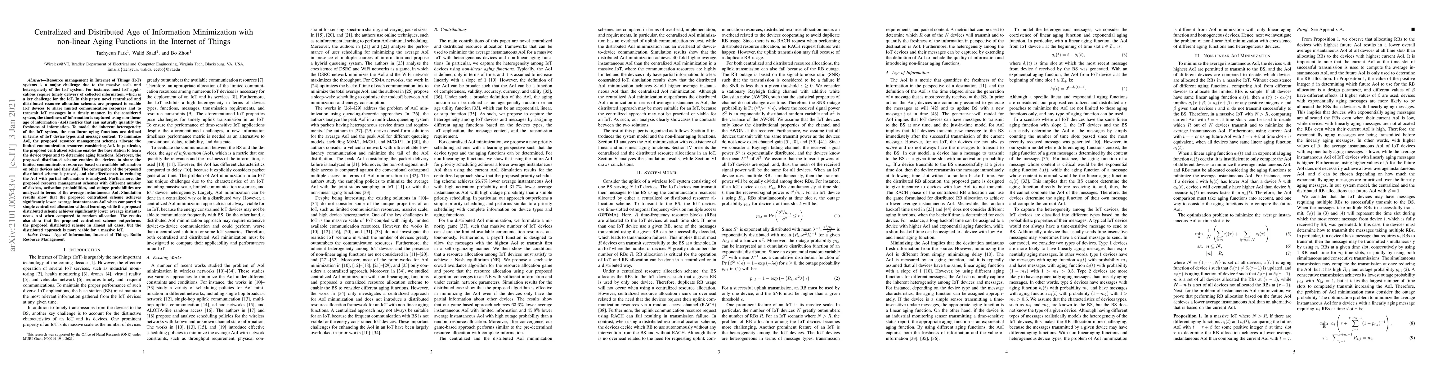Thumbnail for Centralized and Distributed Age of Information Minimization with
  non-linear Aging Functions in the Internet of Things