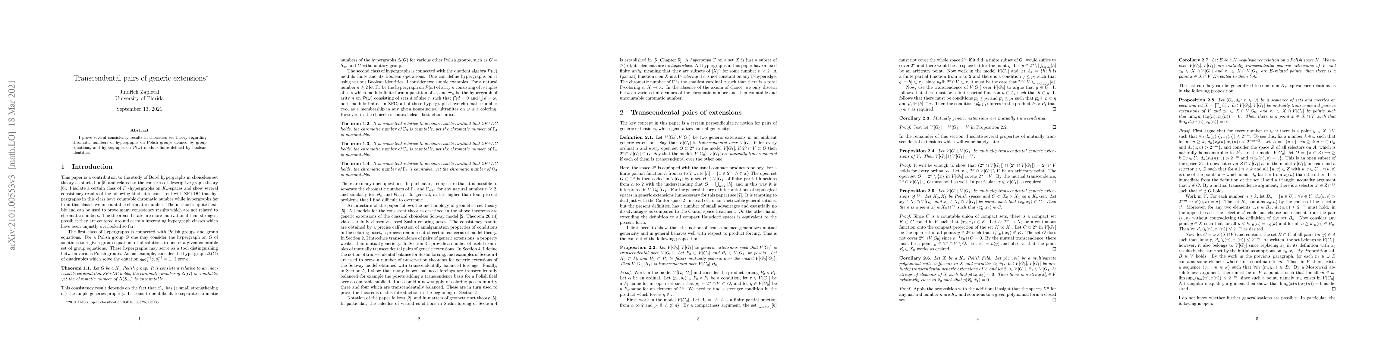 Thumbnail for Transcendental pairs of generic extensions