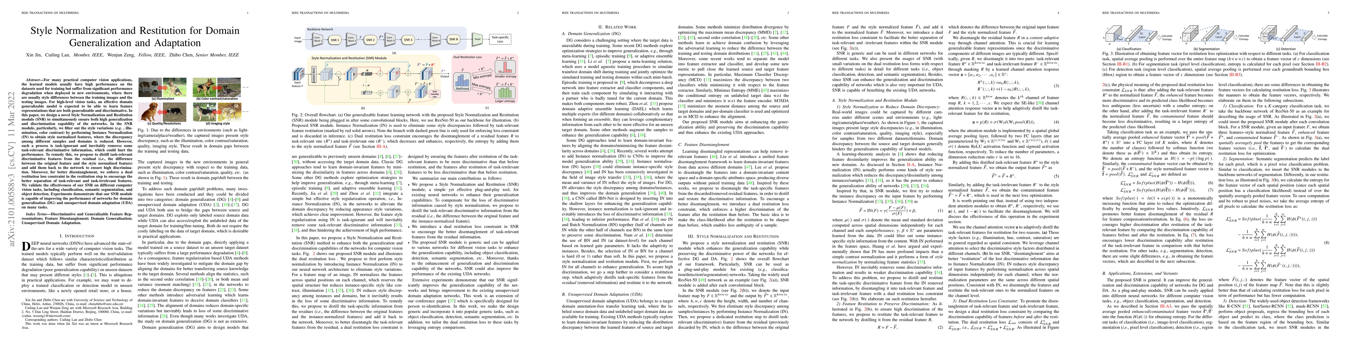Thumbnail for Style Normalization and Restitution for Domain Generalization and
  Adaptation