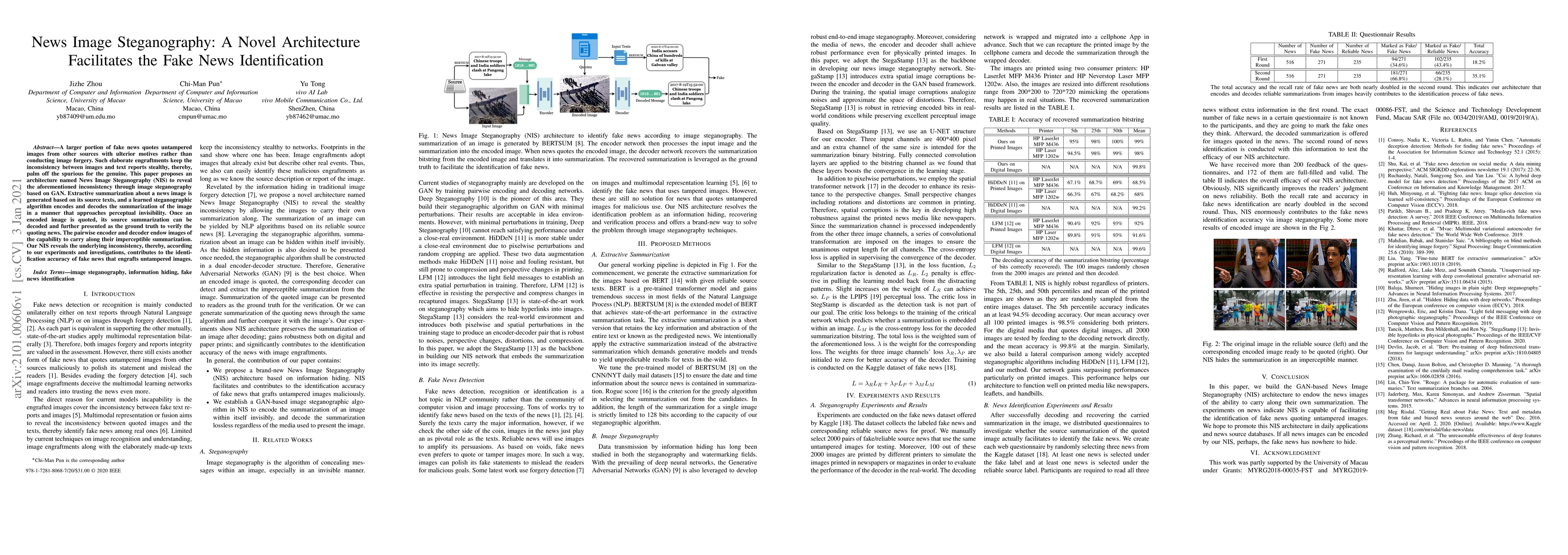 Thumbnail for News Image Steganography: A Novel Architecture Facilitates the Fake News
  Identification