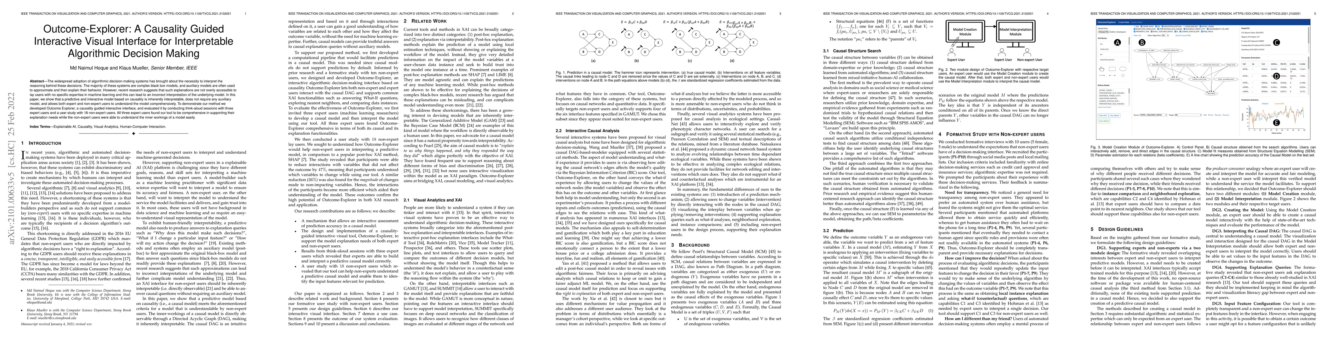 Thumbnail for Outcome-Explorer: A Causality Guided Interactive Visual Interface for
  Interpretable Algorithmic Decision Making