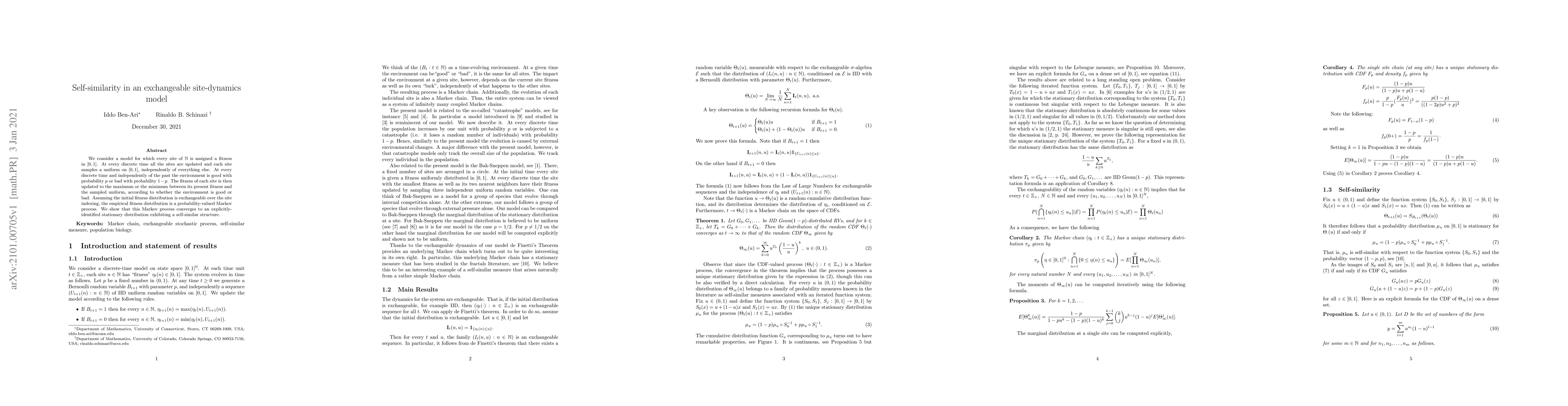 Thumbnail for Self-similarity in an exchangeable site-dynamics model