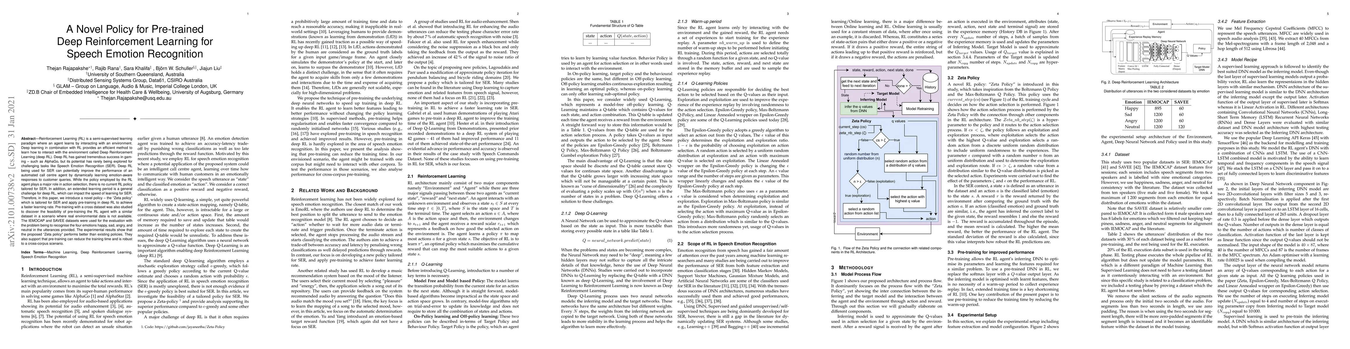 Thumbnail for A novel policy for pre-trained Deep Reinforcement Learning for Speech
  Emotion Recognition