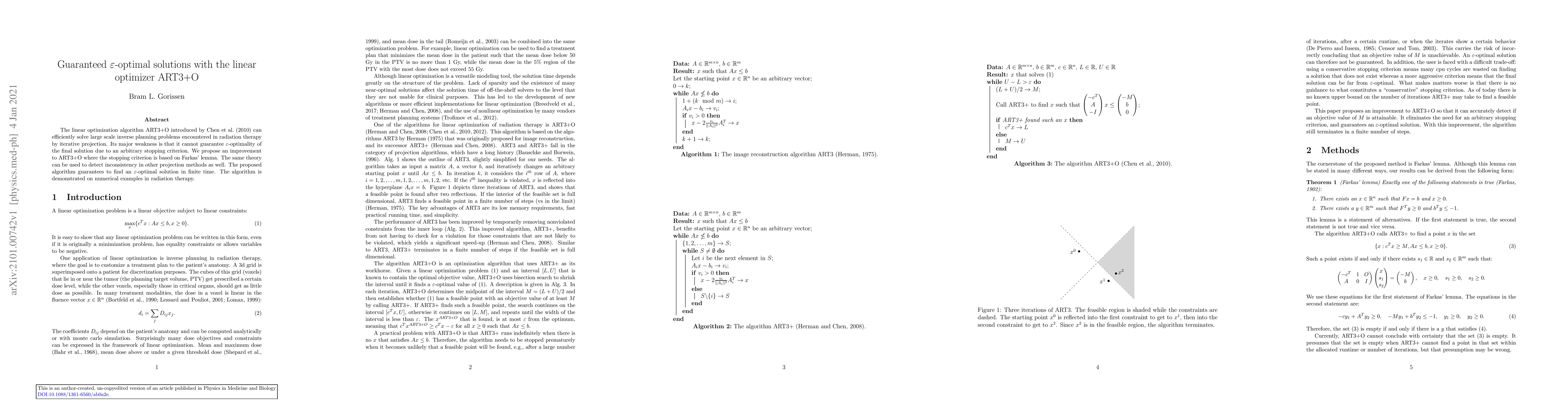 Thumbnail for Guaranteed $\epsilon$-optimal solutions with the linear optimizer ART3+O