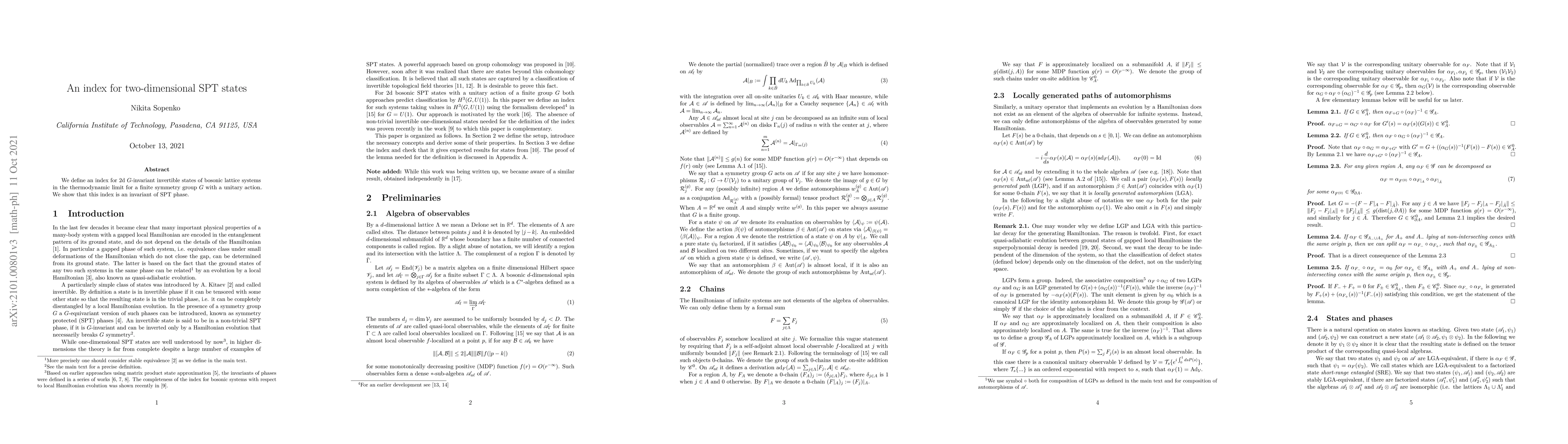 Thumbnail for An index for two-dimensional SPT states