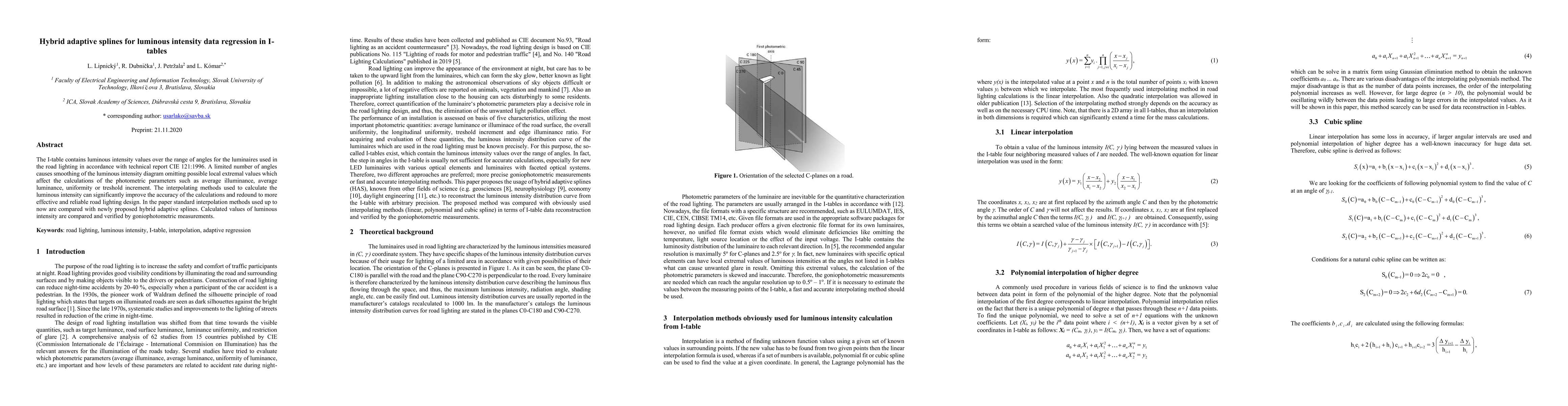 Thumbnail for Hybrid adaptive splines for luminous intensity data regression in
  I-tables