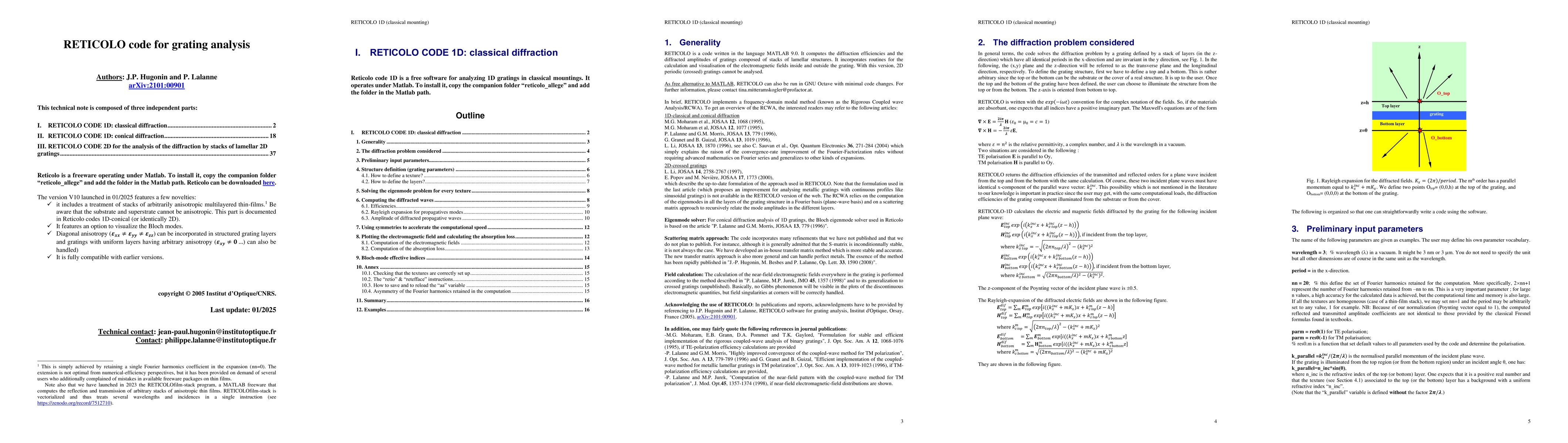 Thumbnail for RETICOLO software for grating analysis