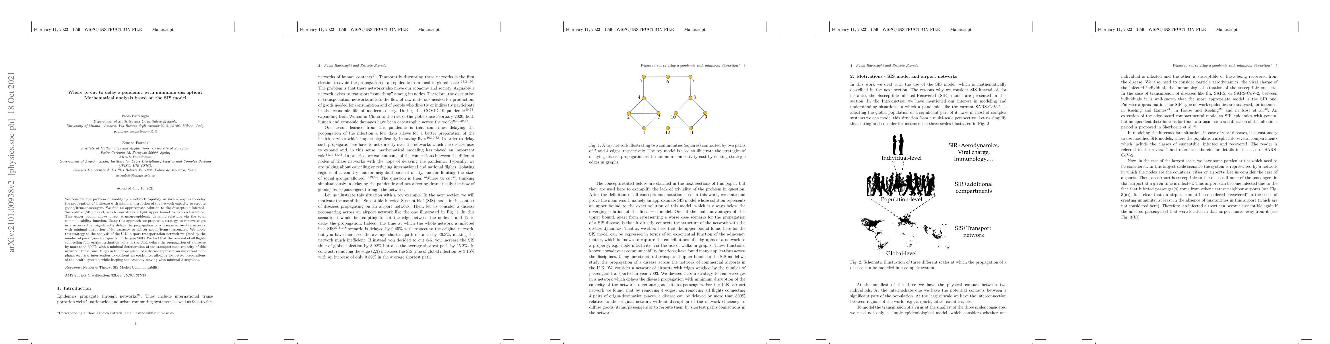 Thumbnail for Where to cut to delay a pandemic with minimum disruption? Mathematical
  analysis based on the SIS model