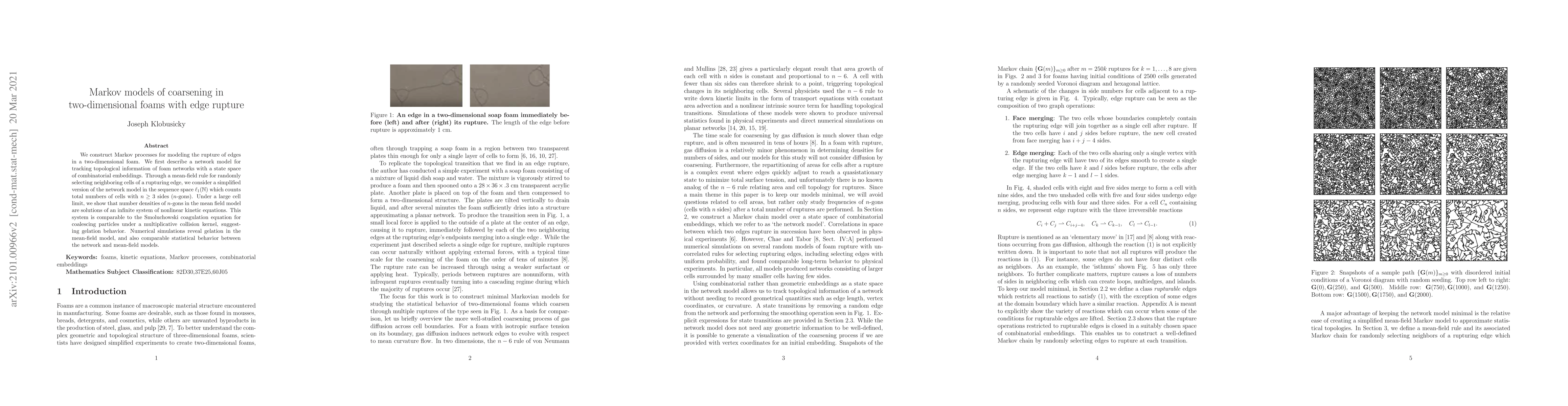 Thumbnail for Markov models of coarsening in two-dimensional foams with edge rupture