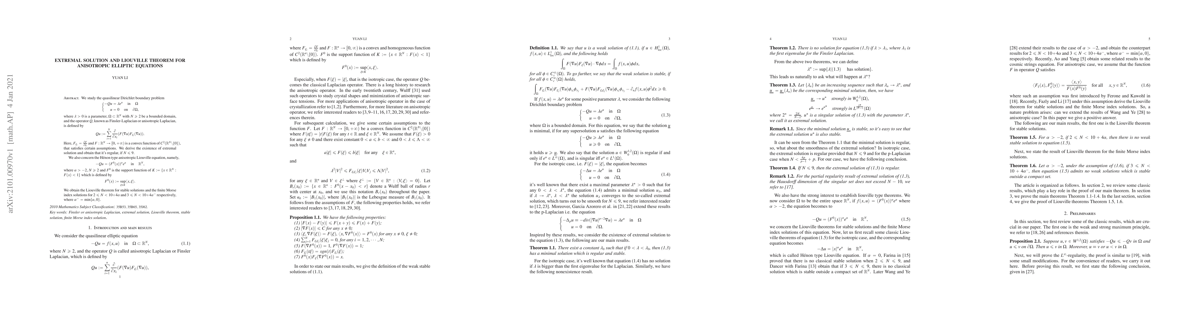 Thumbnail for Extremal solution and Liouville theorem for anisotropic elliptic
  equations