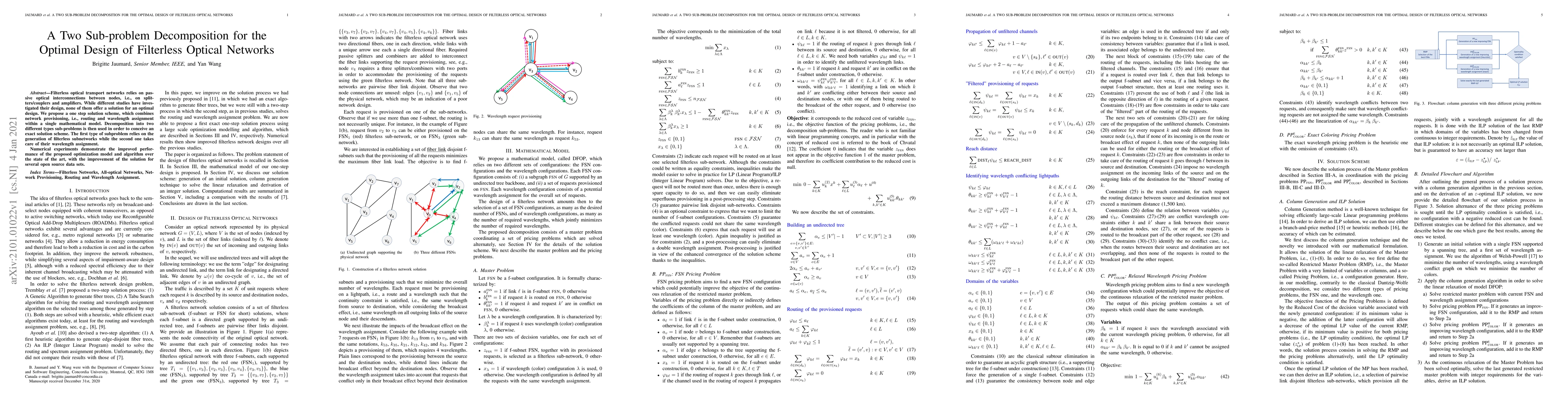Thumbnail for A Two Sub-problem Decomposition for the Optimal Design of Filterless
  Optical Networks