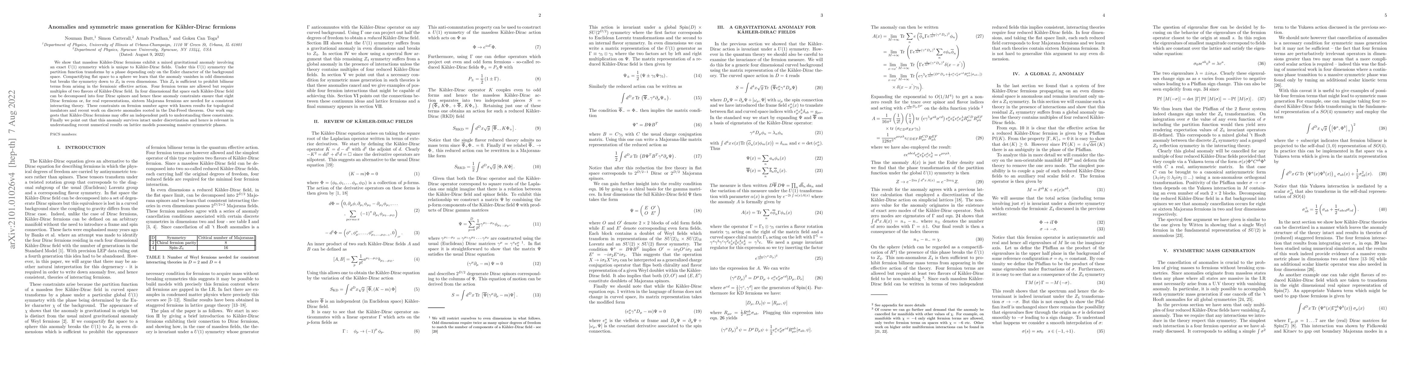 Thumbnail for Anomalies and symmetric mass generation for Kaehler-Dirac fermions