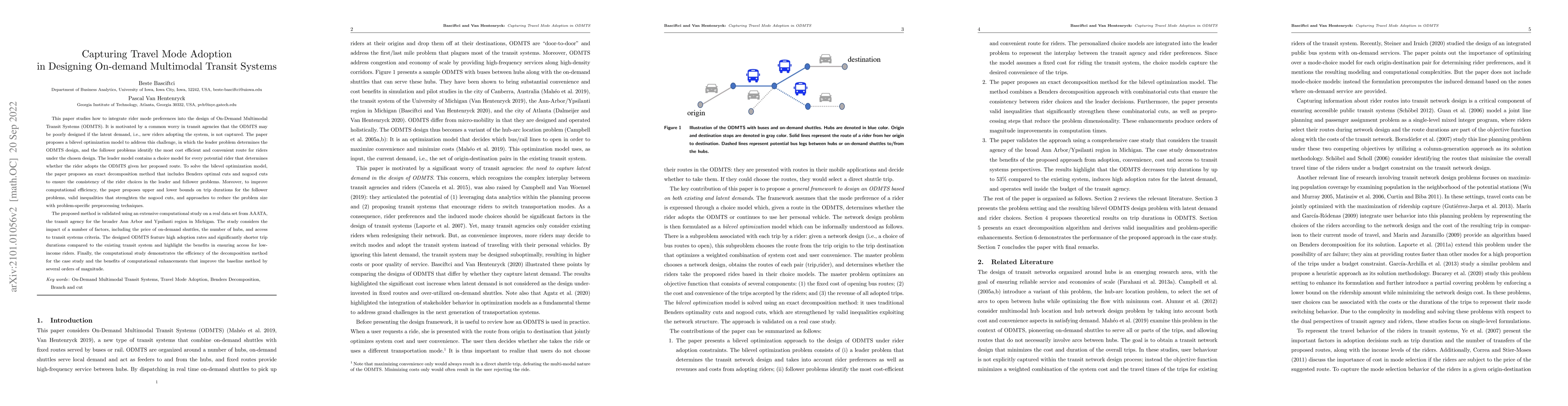 Thumbnail for Capturing Travel Mode Adoption in Designing On-demand Multimodal Transit
  Systems