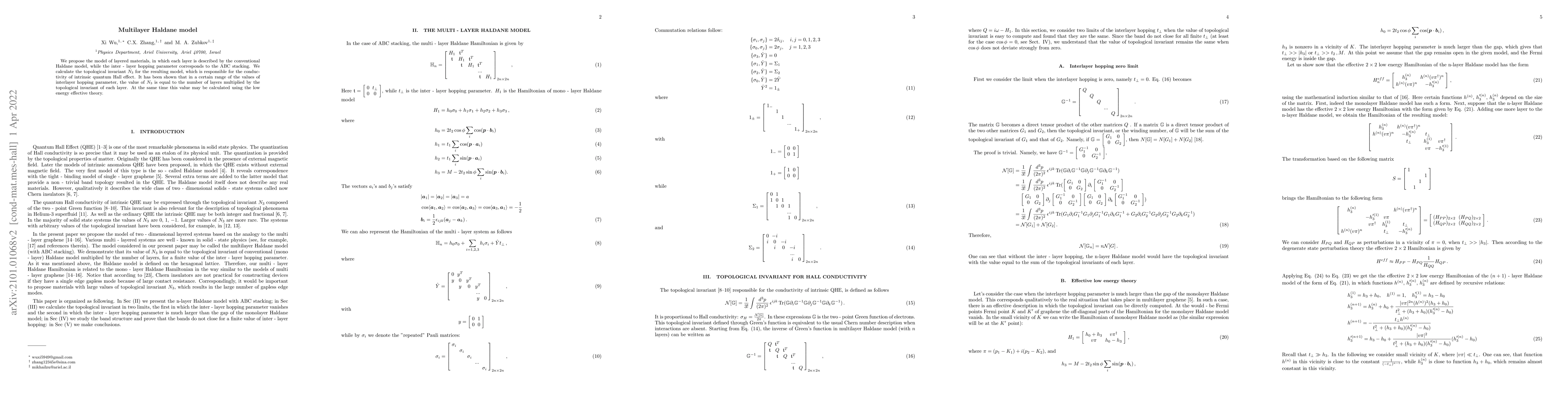 Thumbnail for Multilayer Haldane model