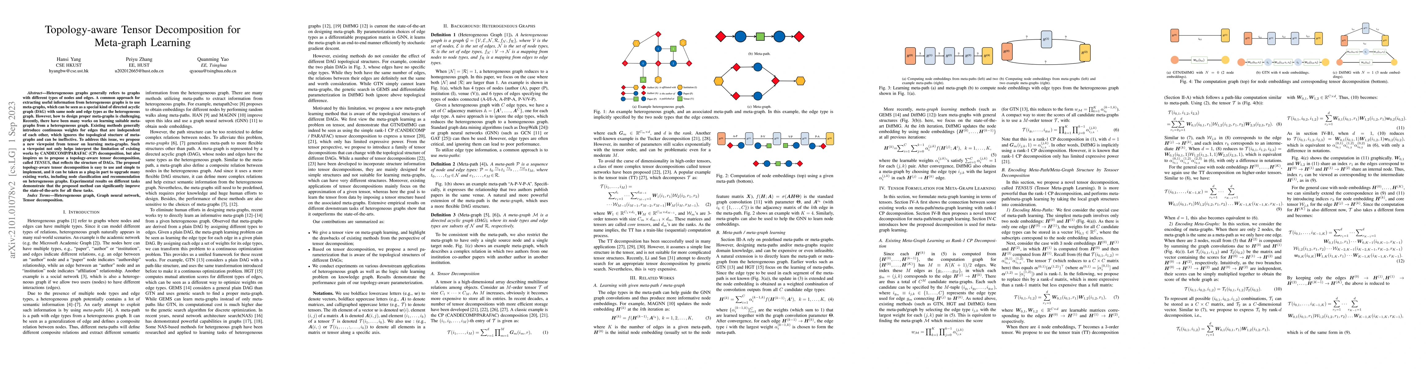 Thumbnail for Topology-aware Tensor Decomposition for Meta-graph Learning