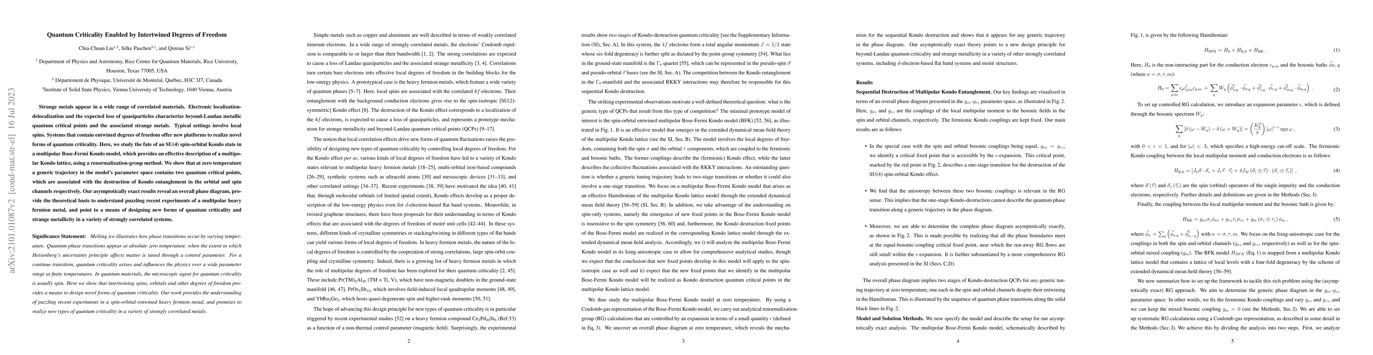 Thumbnail for Quantum Criticality Enabled by Intertwined Degrees of Freedom