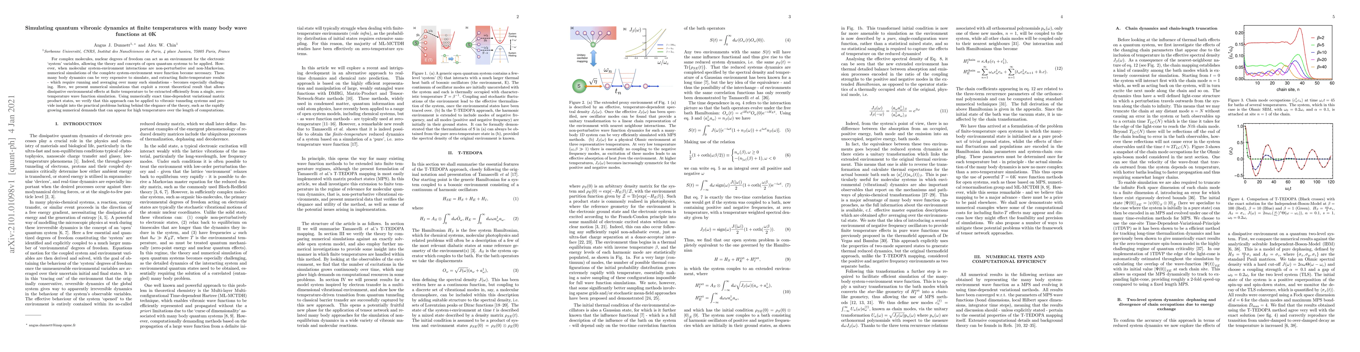 Thumbnail for Simulating quantum vibronic dynamics at finite temperatures with many
  body wave functions at 0K