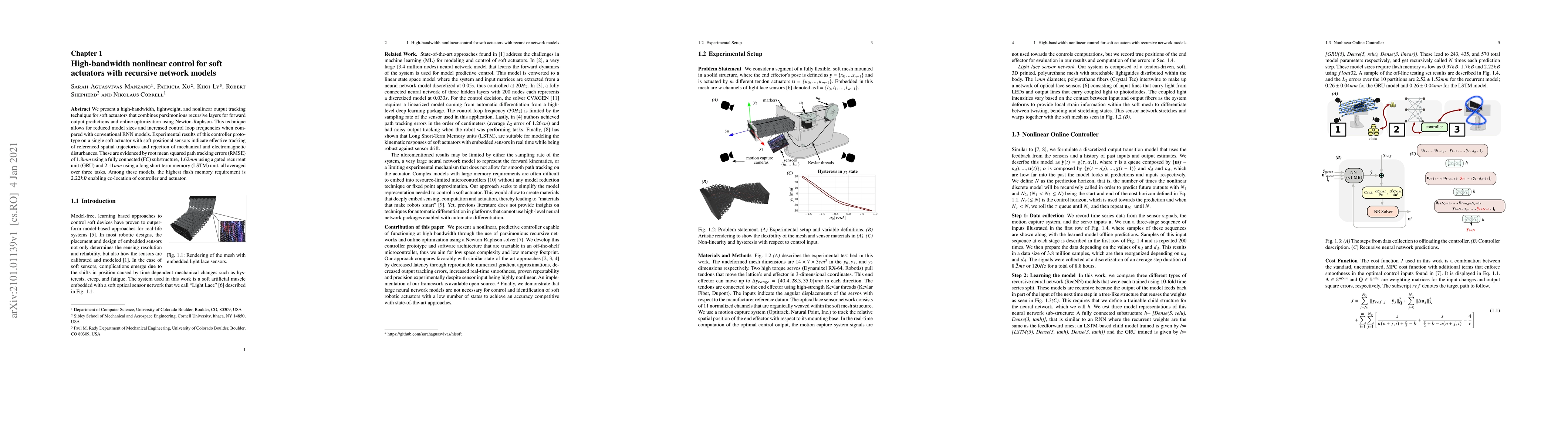 Thumbnail for High-bandwidth nonlinear control for soft actuators with recursive
  network models
