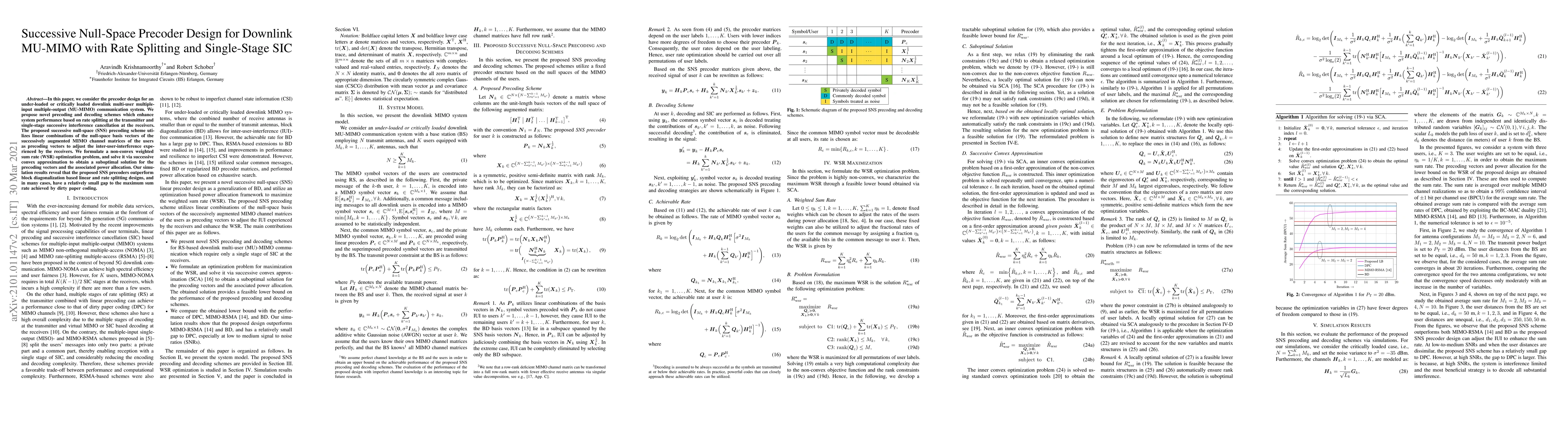 Thumbnail for Successive Null-Space Precoder Design for Downlink MU-MIMO with Rate
  Splitting and Single-Stage SIC