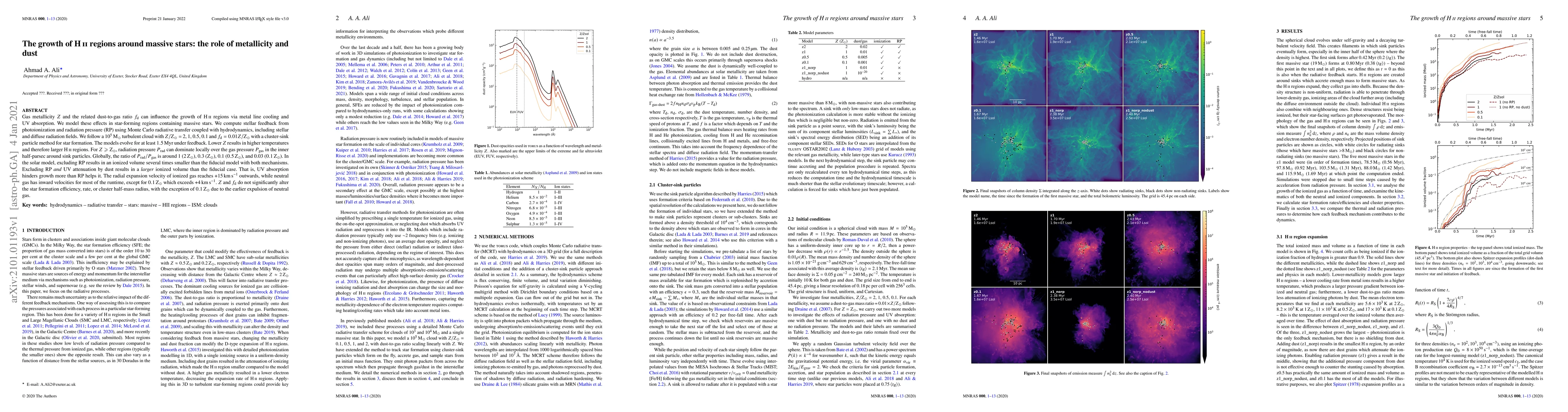 Thumbnail for The growth of H II regions around massive stars: the role of metallicity
  and dust