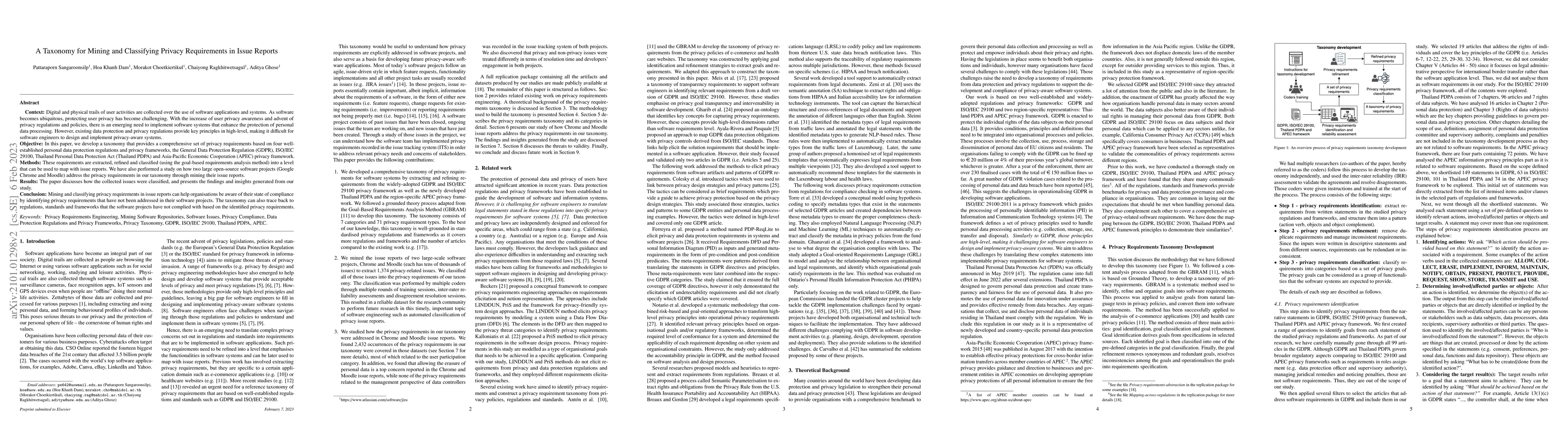Thumbnail for A Taxonomy for Mining and Classifying Privacy Requirements in Issue
  Reports