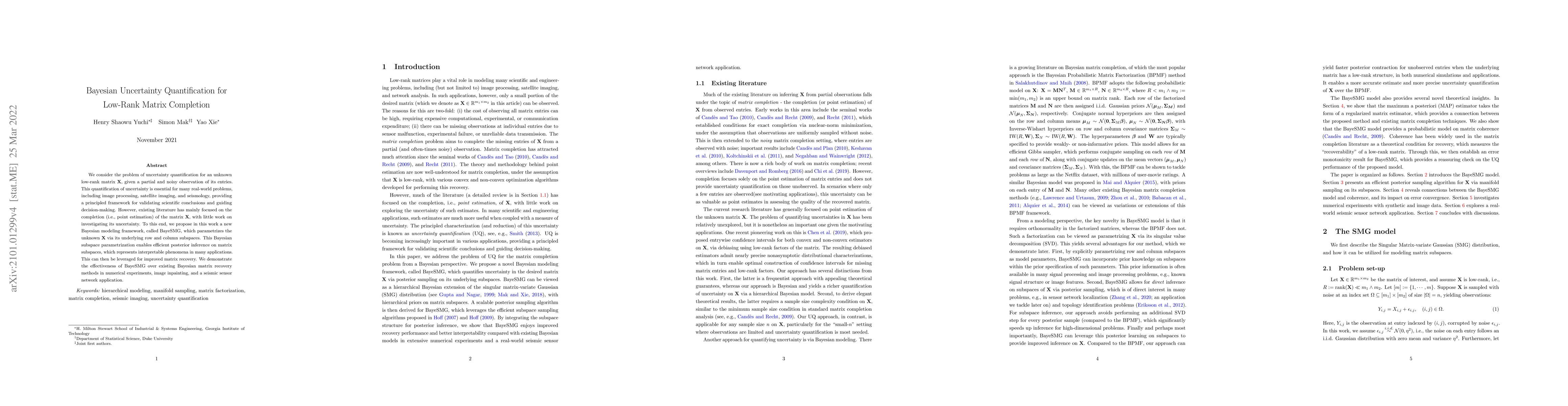 Thumbnail for Bayesian Uncertainty Quantification for Low-Rank Matrix Completion