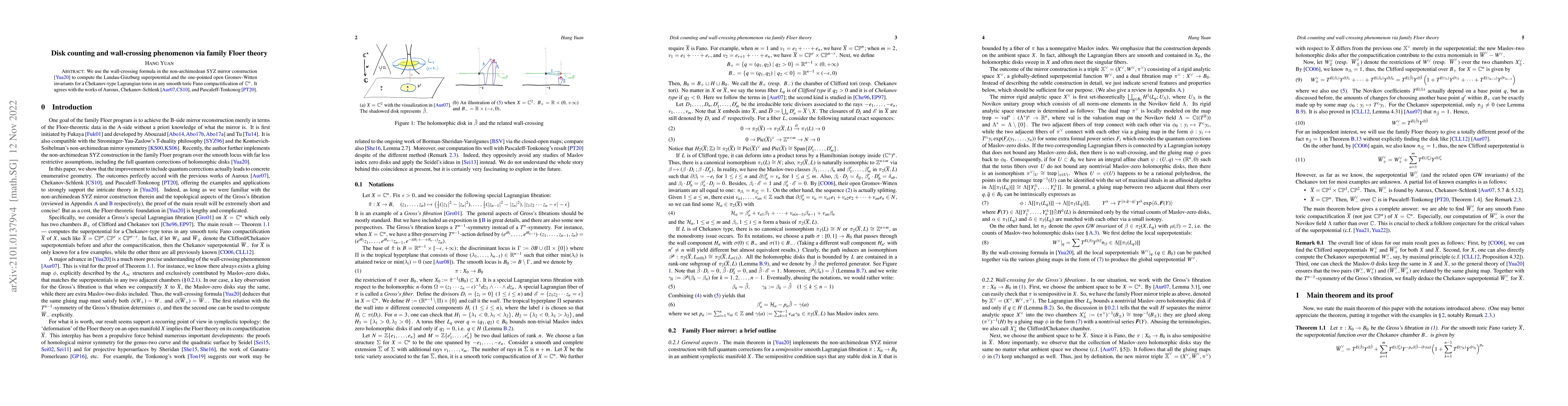 Thumbnail for Disk counting and wall-crossing phenomenon via family Floer theory