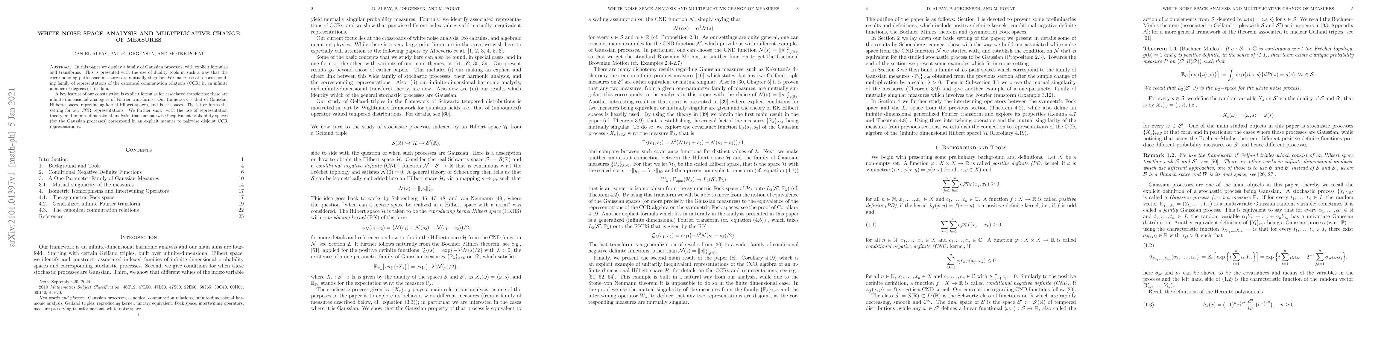 Thumbnail for White Noise Space Analysis and Multiplicative Change of Measures