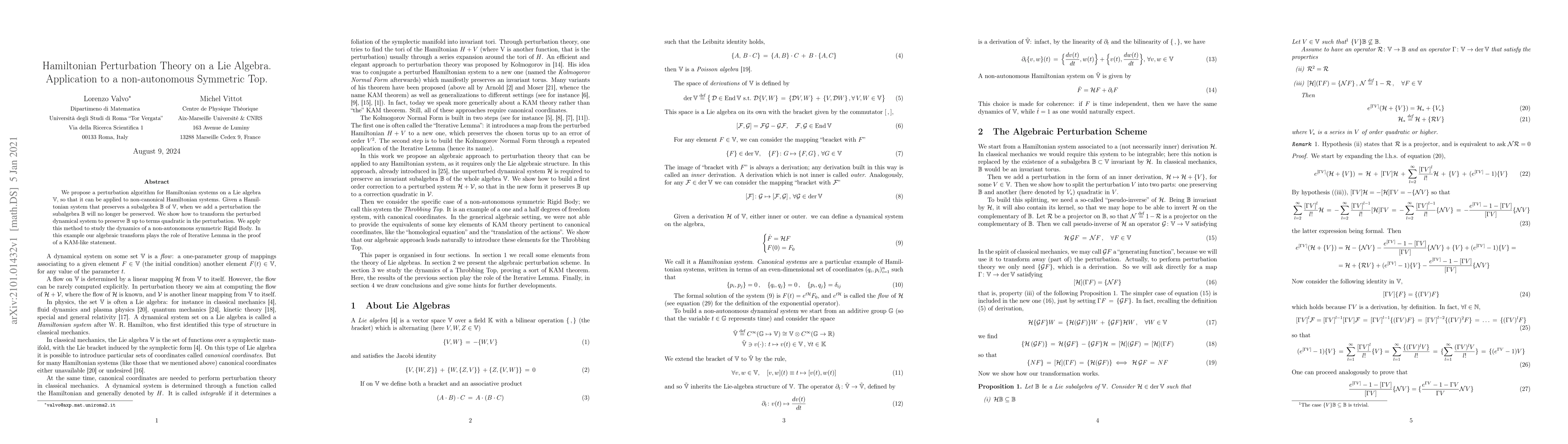 Thumbnail for Hamiltonian Perturbation Theory on a Lie Algebra. Application to a
  non-autonomous Symmetric Top