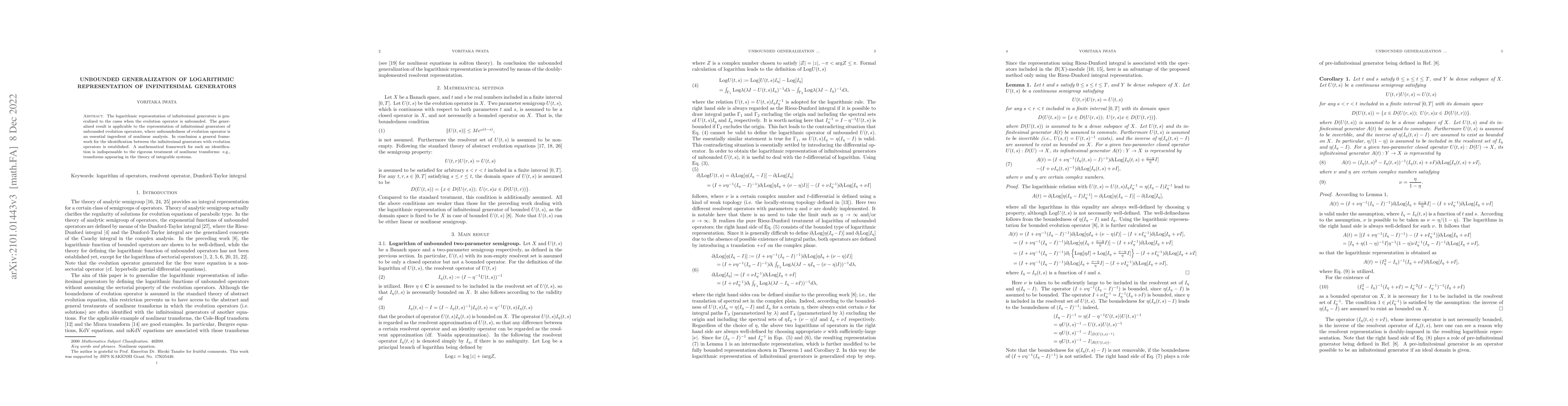 Thumbnail for Unbounded generalization of logarithmic representation of infinitesimal
  generators