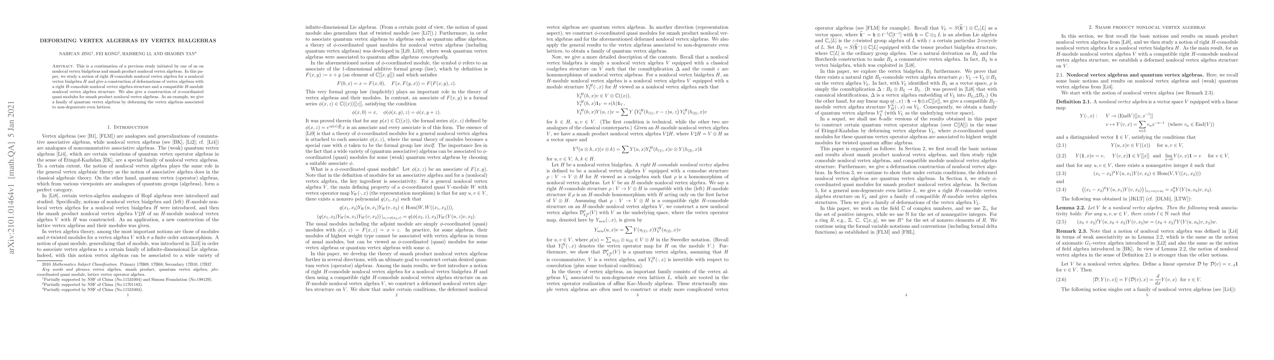 Thumbnail for Deforming vertex algebras by vertex bialgebras
