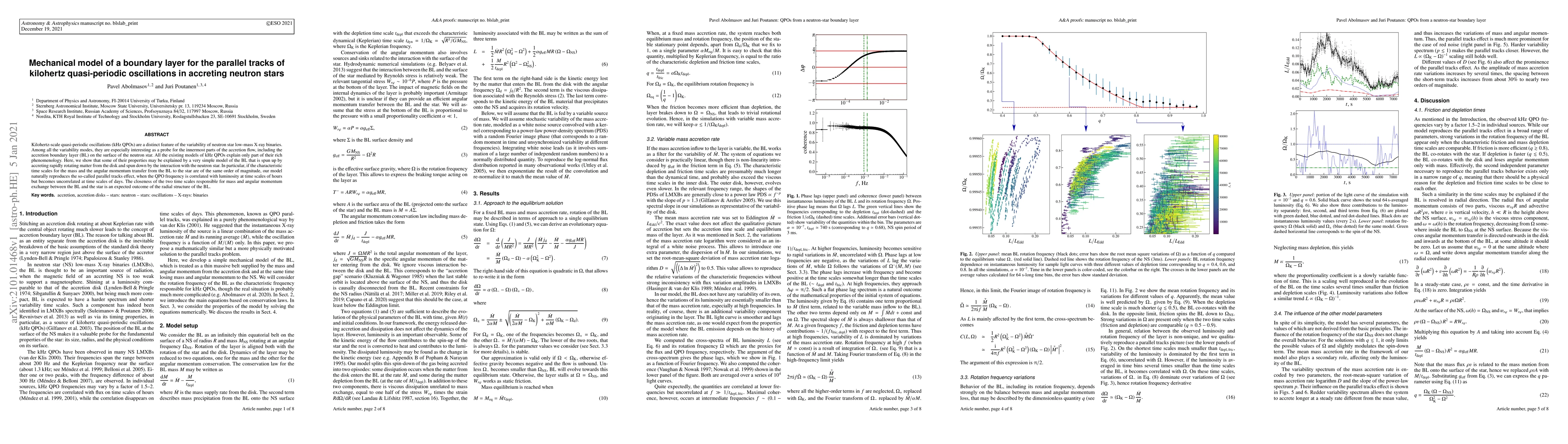 Thumbnail for Mechanical model of a boundary layer for the parallel tracks of
  kilohertz quasi-periodic oscillations in accreting neutron stars
