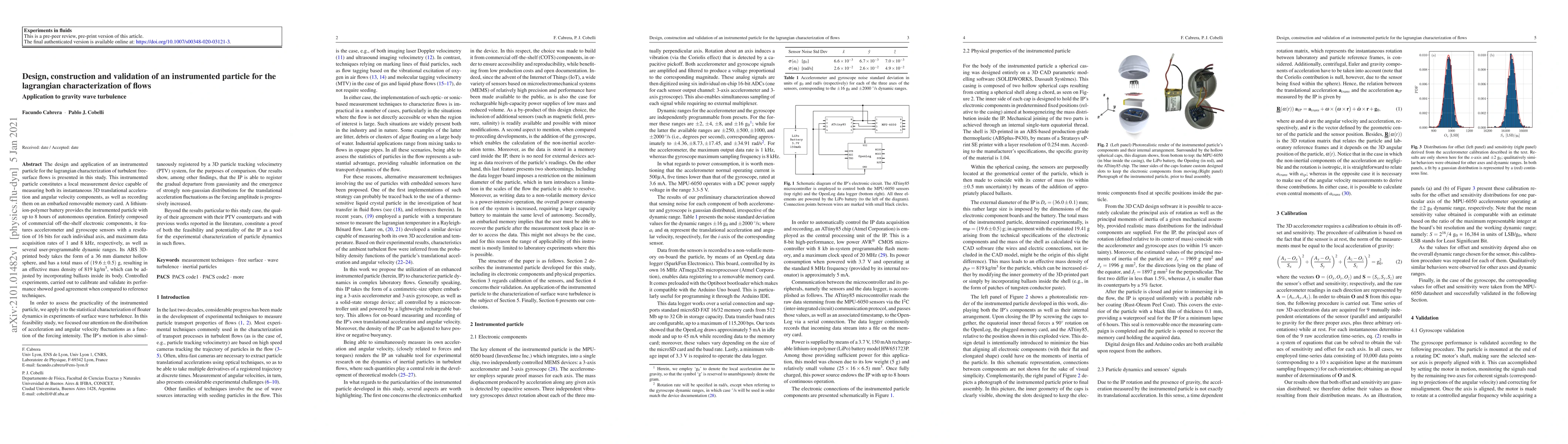 Thumbnail for Design, construction and validation of an instrumented particle for the
  lagrangian characterization of flows. Application to gravity wave turbulence