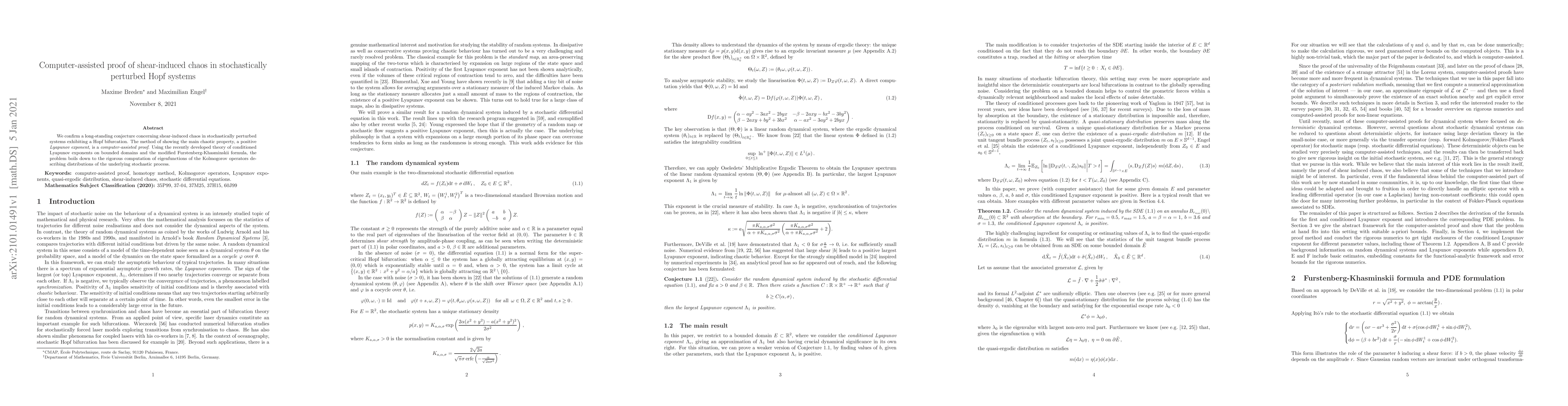 Thumbnail for Computer-assisted proof of shear-induced chaos in stochastically
  perturbed Hopf systems
