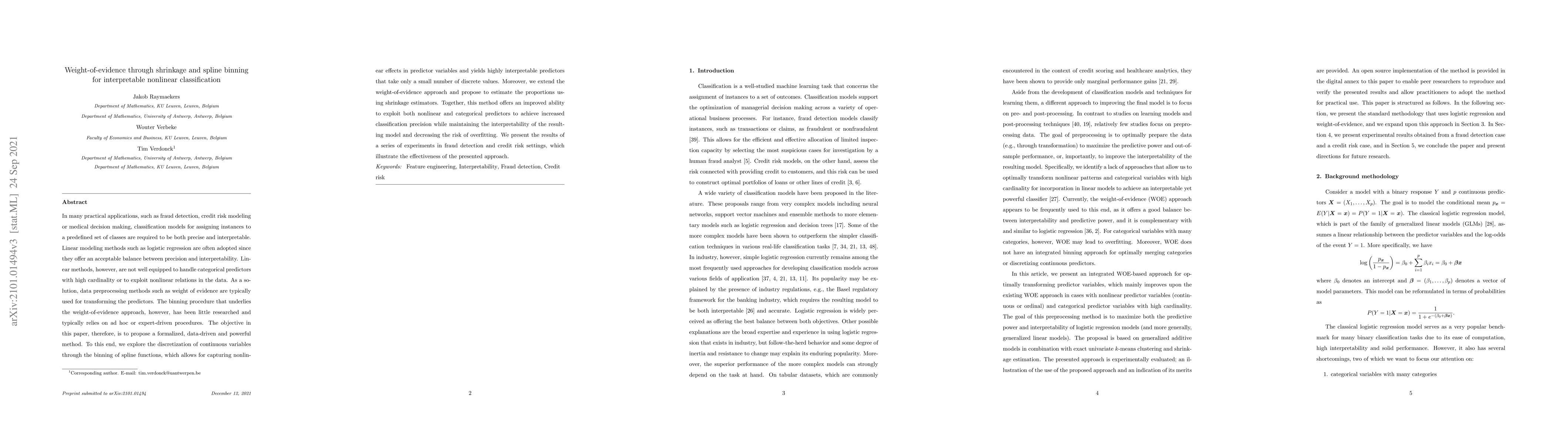 Thumbnail for Weight-of-evidence 2.0 with shrinkage and spline-binning